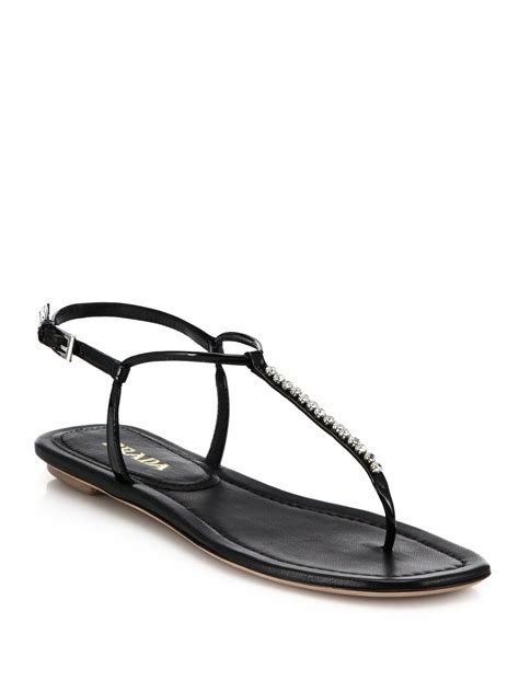 prada crystal sandals|designer prada flat sandals.